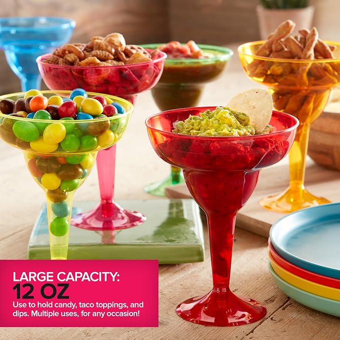 Stock Your Home Multicolor Plastic Margarita Glasses Disposable Decorations - Image 6
