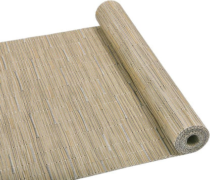 SHACOS Woven Vinyl Table Runner Indoor Outdoor 12x54 inch Kitchen Dining Table Runners Wipe Clean Washable PVC Table Runner, Bamboo Tan