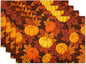 aportt Fall Placemats Set of 4 Autumn Pumpkin Leaves Linen Place Mat Washable Non-Slip Heat Resistant 12×18 Inch Thick Place Mats Decorative Fabric Table Mat for Dining Table