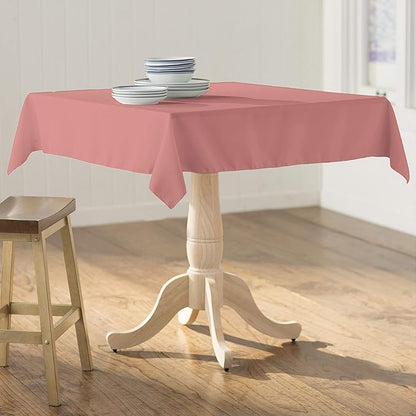 LA Linen Polyester Poplin Washable Square Tablecloth, Stain and Wrinkle Resistant Table Cover 58x58, Fabric Table Cloth for Dinning, Kitchen, Party, Holiday 58 by 58-Inch, Dusty Rose