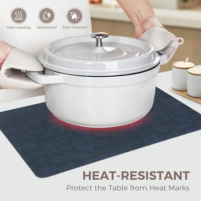 NCUE Vinyl Placemats Set of 12, Heat Resistant, Nonslip Faux Leather Waterproof - Image 2