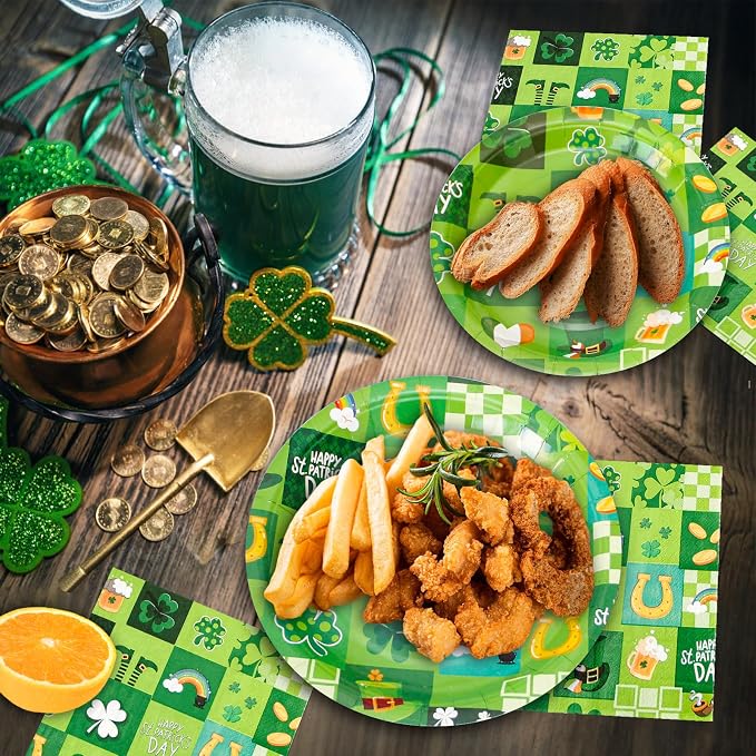 180Pcs St Patricks Day Party Supplies Paper Plates and Napkins Serve 60 | - Image 6