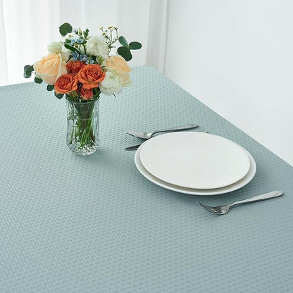 maxmill Weaved Texture Tablecloth Water Resistance Antiwrinkle Spillproof Soft Washable Table Cloth for Dining Room, Buffet Banquet Parties Holiday Dinner, Rectangular 70 x 108 Inch, Dusty Blue