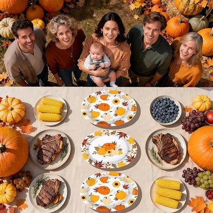 Grencian 50Pcs Fall Oval Paper Plates 10" x 12" Large Disposable Little Pumpkin Platters A Little Pumpkin Is On The Way Plates for Autumn Thanksgiving Holiday Birthday Baby Shower Party Decorations