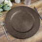 Efavormart 6 Pack | 13" Natural Brown Acrylic Plastic Rattan-Like Charger Plates by efavormart
