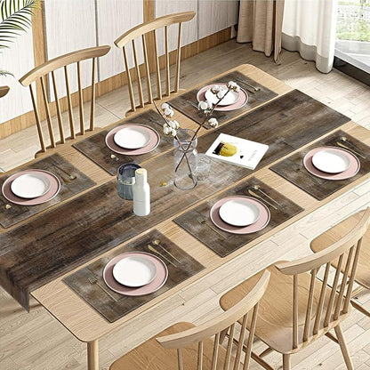 Emvency Table Runner and Placemats Set of 6, Abstract Vintage Modern | Painting by Emvency