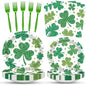 100 Pcs St. Patrick’s Day Shamrock Tableware Party Supplies Set, Serves 25 – by Merriva