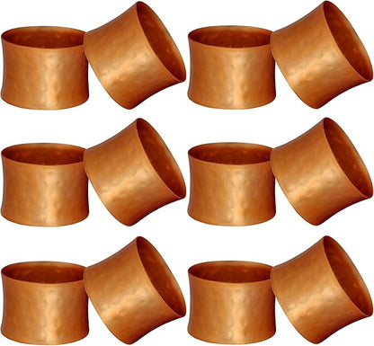 Round Hammered Napkin Rings Set of 12, Napkin Rings Bulk, Serviette Adornment for Table Settings, Modern Napkin Holder for Dinner Table Decor, Weddings, Christmas, Holiday, Banquets, Party, Easter