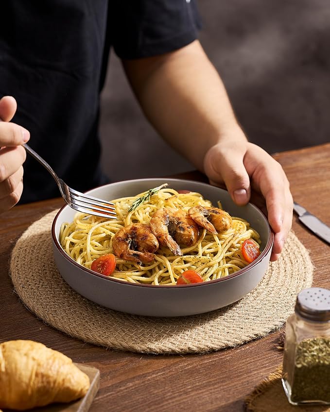famiware Mercury Pasta Bowls Set of 8, 33 oz Large Salad Bowls, Lead-free and - Image 7