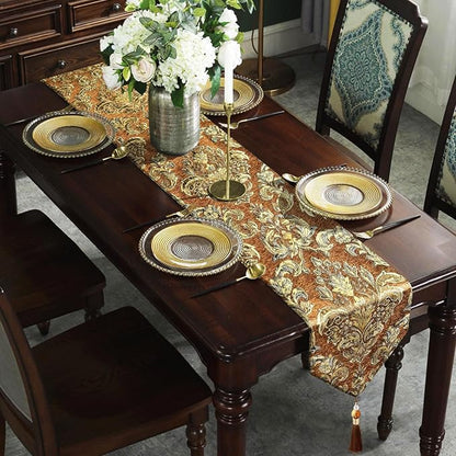 Gradient Sparkling Table Runner 120 inches Long Luxury Vintage Caramel | - Image 3