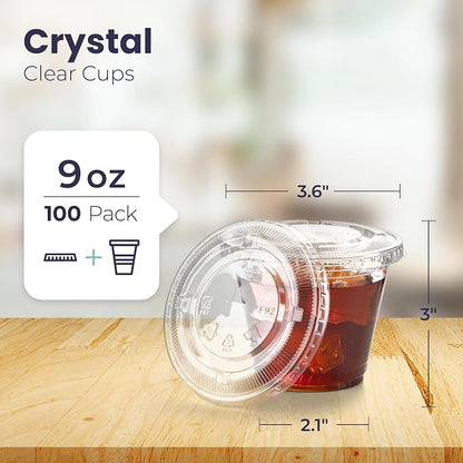 Fit Meal Prep 100 Pack 9 oz Clear Plastic Cups - Image 2