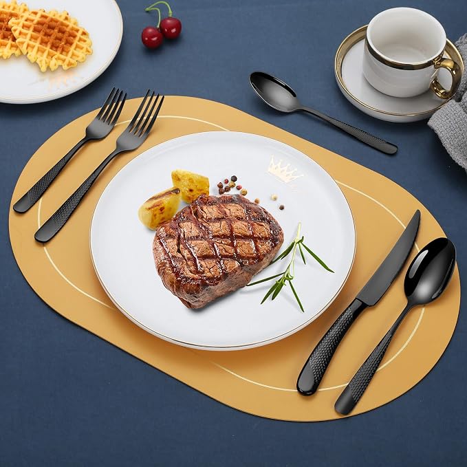 20-Piece Hammered Black Silverware Set - Image 7