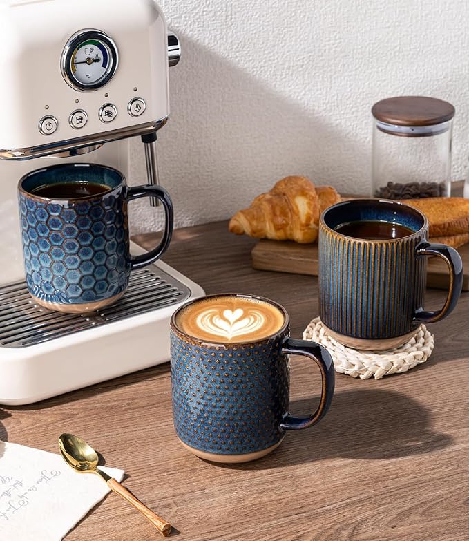 GBhome Coffee Mugs Set of 4, 16 oz Blue Coffee Cups - Image 5