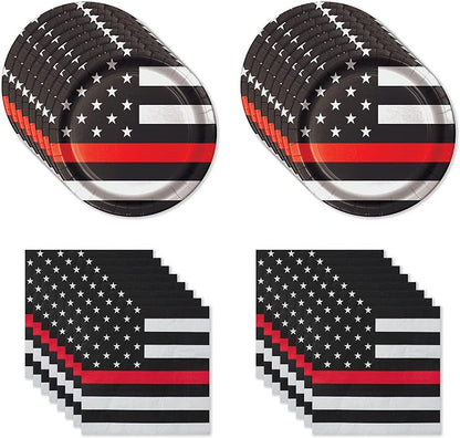 Firefighter EMT Party Set-16 Plates & Napkins-Thin Red Line-Havercamp | - Image 6