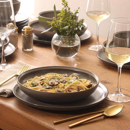 Gibson Elite Beckett Stoneware Matte Reactive Glaze 16 Piece Plates and Bowls - Image 5