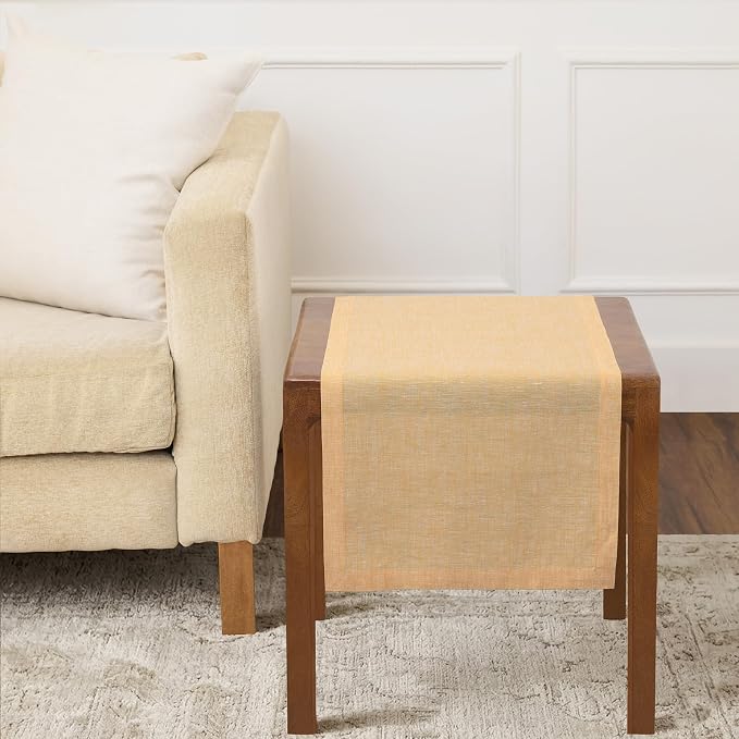Solino Home 100% Pure Linen Table Runner Golden Nugget, Athena 14 x 36 in | by SolinoHome