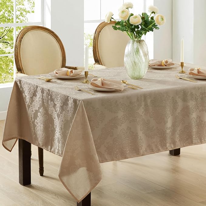 Newbridge Barcelona Luxury Damask Fabric Tablecloth, 60” Wide x 84” Rectangle - Image 5