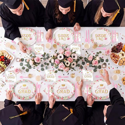 350 Pcs Class of 2026 Floral Graduation Party Decorations 12 inch Disposable - Image 7