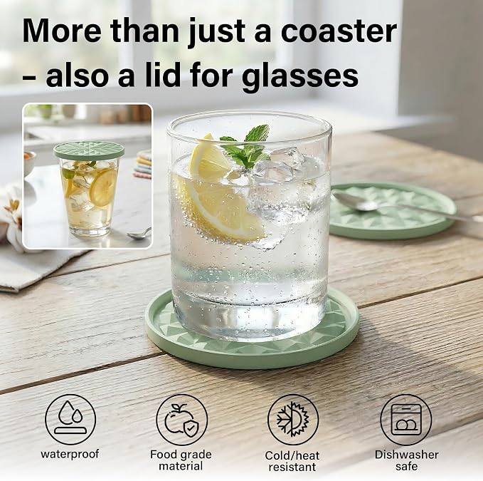 Silicone Drink Coasters Set of 6, Desk Cup Coaster | Prevents - Image 5