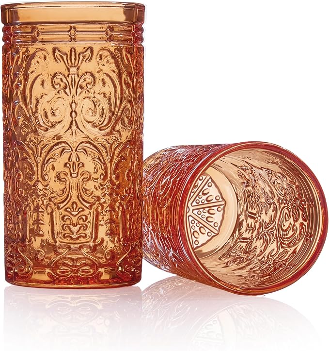 Godinger Jax Highball Beverage Glass Cup Orange Spice – Set of 4 - Image 2