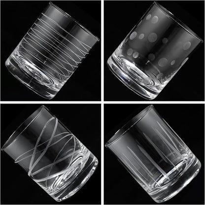 Joeyan Hand Blown Etched Whiskey Glasses, Old Fashioned Tumblers - Image 4