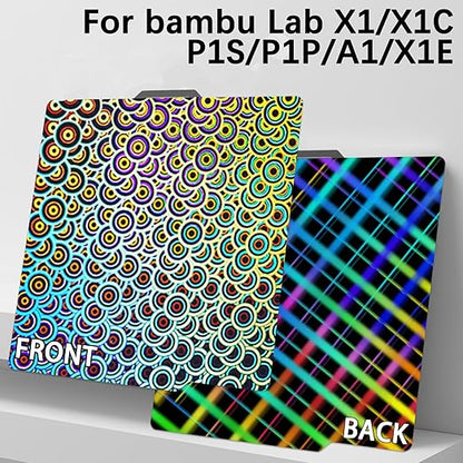 New Upgraded H1H Build Plate for Bambu Lab A1/X1C/X1/X1E/P1P/P1S/P2S 3D Printer, Smooth Kaleidoscope+Smooth Skynet Spring Steel Plate Flexible Plate 257x257mm for Bambu 3D Printers