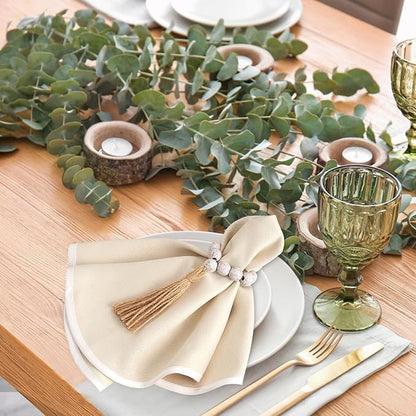 APTWOW Napkin Rings Set of 12, Wooden Napkin Rings - Image 4