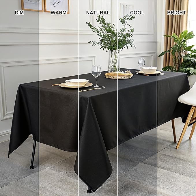 Smiry 4 Pack Rectangle Table Cloth, Waterproof Anti-Scratch Polyester Tablecloth, Decorative Washable Fabric Table Cover for Dining, Buffet, Parties and Outdoor, 60x84, Black