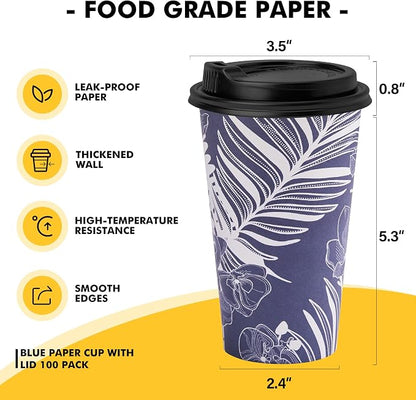 RACETOP Coffee Cups with Lids 16 oz, 100 Pack Disposable To Go Cups, To-go - Image 2