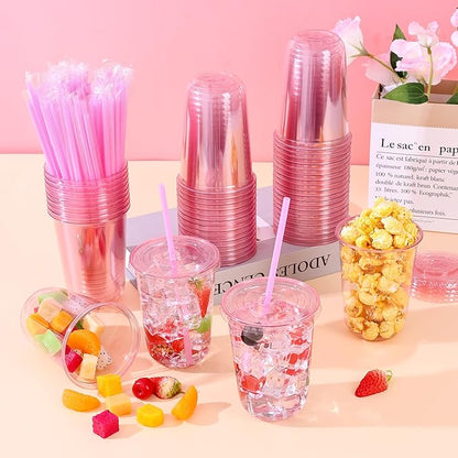 KesaPlan 50 Pack 16 oz Pink Plastic Party Cups - Image 3