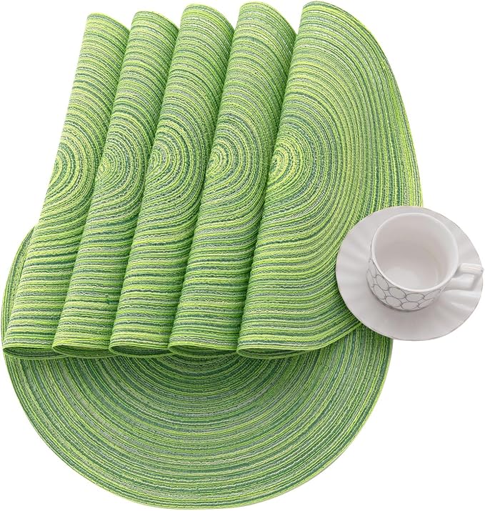 SHACOS Round Placemats Set of 4 Round Table Placemats Braided Cotton Place Mats - Image 2