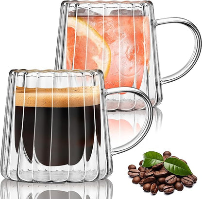 Joeyan Double Walled Glass Coffee Mugs, Latte Cappuccino Tea Cups by JoeyanHousehold