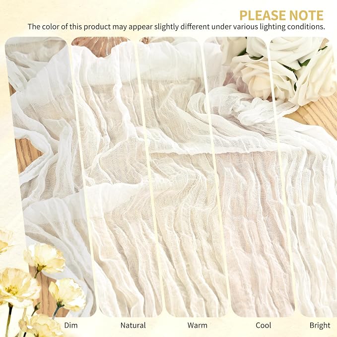 30 Pack Cheesecloth Table Runner 10FT Ivory White Table Runner Boho Gauze - Image 7