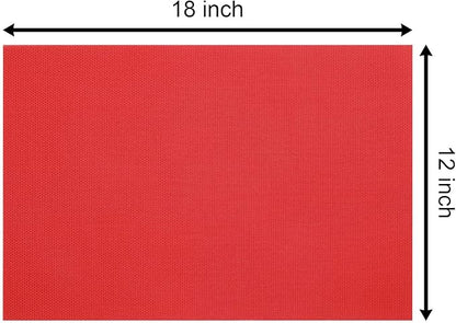 SHACOS Placemats Set of 6 Woven Vinyl Christmas Place Mats for Dining Table Wipe Clean Stain Resistant Table Mats Indoor Outdoor (6, Red)