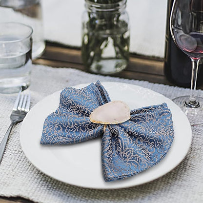 CozyTower Agate Napkin Rings Set of 4, Gold Napkin Holders for Cloth Napkins, Unique Wedding Decorations Napkin Ring Kitchen Accessories for Dinner Party (Natural Color Agate)