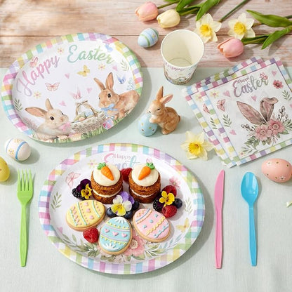 350 Pcs Easter Plates Set Bunny Birthday Decorations - Image 6