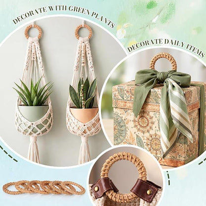 50 Pcs Boho Woven Rattan Napkin Rings Bulk Rustic Style Round Dining Table - Image 7