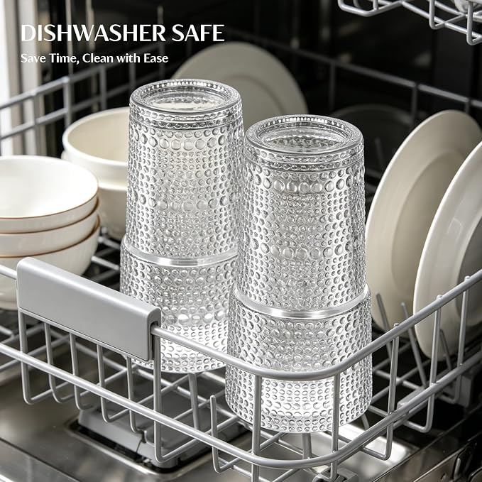 INSETLAN 20 oz Hobnail Glass Cups - Image 8
