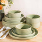 Ceramic Dinnerware Set for 4, 12-Piece Plates and Bowls Set | Lightweight by TheTerra