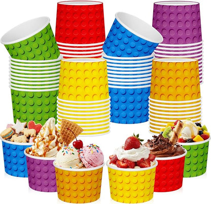 CHENGU 60 Pcs Building Block Snack Cups 9 oz Colorful Paper Ice Cream Bowls by CHENGU