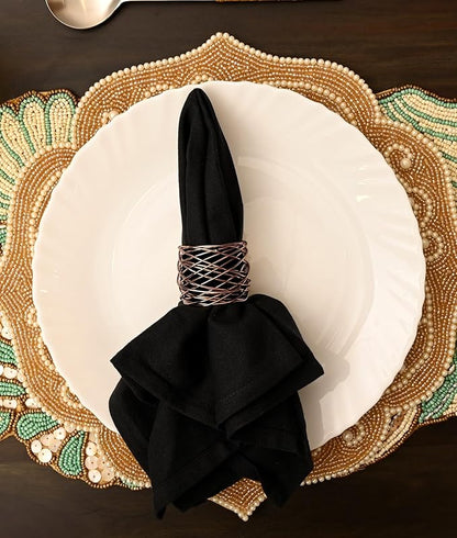 ALPHA Living HOME Napkin Rings Set 12 of Premium 100% Metal, Rust-Resistant Tabletop Décor - Napkin Holders for Family Dinner, Wedding, Party, Decorations, Banquet, Party, Easter - Bronze