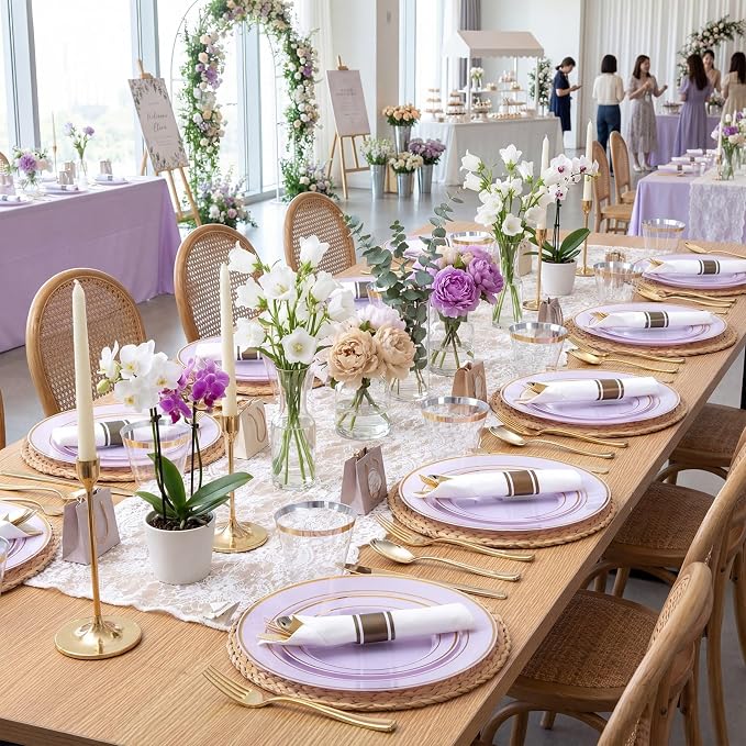 175PCS Purple Plates Disposable - Image 6
