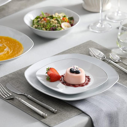 MALACASA Dinnerware Sets, 24 Piece Porcelain Square Dishes, Ceramic Dish Set - Image 5