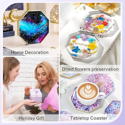 HeyClear Coaster Resin Molds Silicone, 6-Cavity Octagon Epoxy Resin Mold | - Image 3