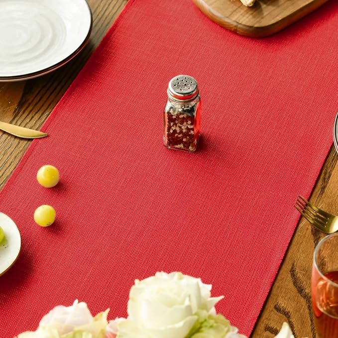 Artoid Mode Red Tassel Table Runner, Christmas Linen Blend Rustic Farmhouse - Image 7