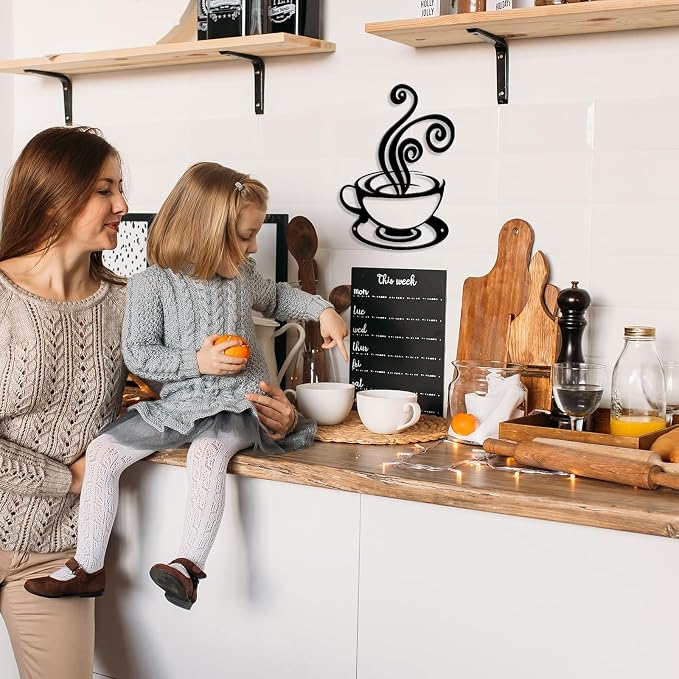 Oubasa Metal Coffee Cup Wall Decor, Minimalist Cafe Themed - Image 4