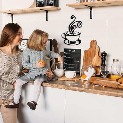 Oubasa Metal Coffee Cup Wall Decor, Minimalist Cafe Themed - Image 4
