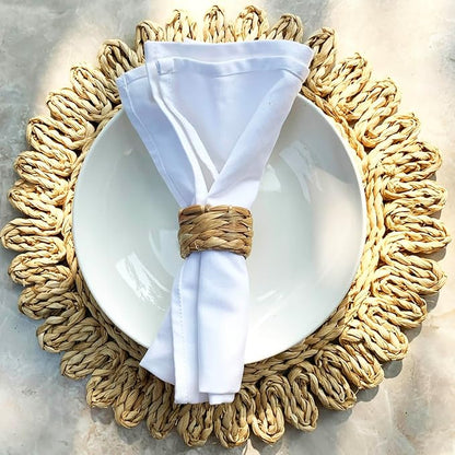 Set 6 Water Hyacinth Napkin Rings, Handwoven by Laquedecraft | Fits Most Cloth - Image 3