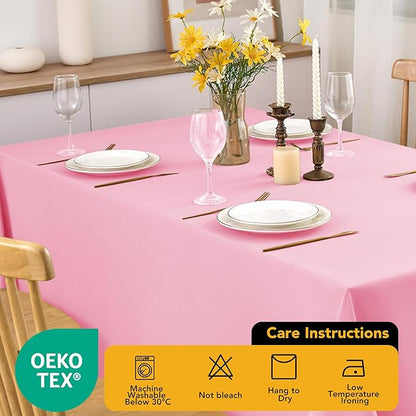 6-Pack Pink Tablecloths for Rectangle Tables, 90 x 156 Inches, Stain-Resistant Polyester Fabric for 8 Foot Tables - Washable Table Covers for Weddings, Banquets, Birthday Parties, Events