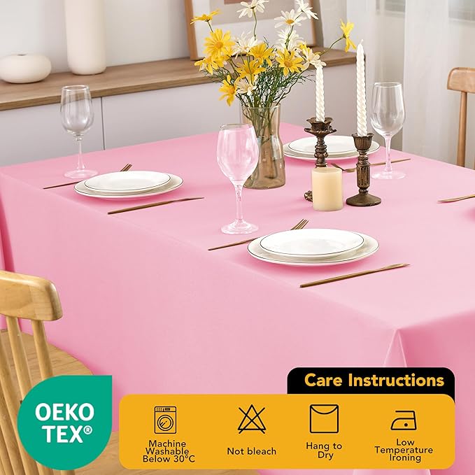 10-Pack Pink Tablecloths for Rectangle Tables, 70 x 108 Inches, Stain-Resistant Polyester Fabric for 6 Foot Tables - Washable Table Covers for Weddings, Banquets, Birthday Parties, Events